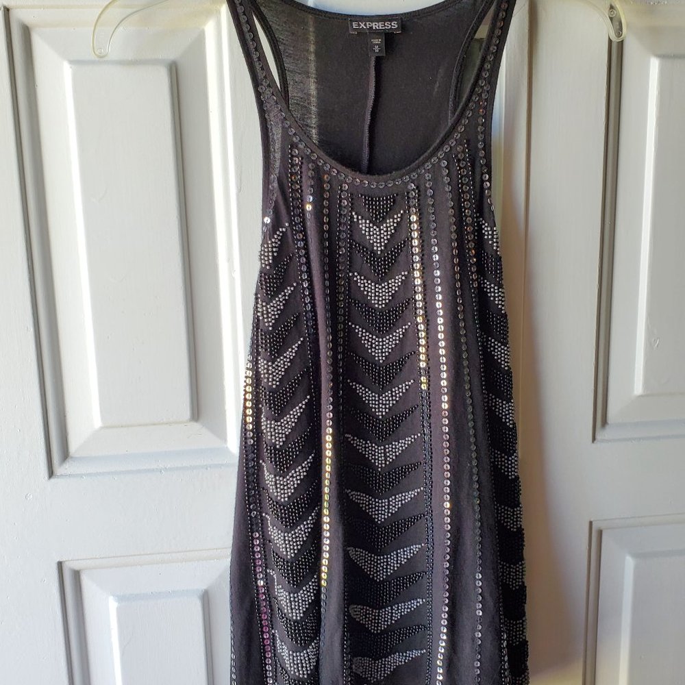 Women's Black Sequined Express Tank - Size Medium